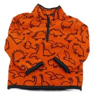 Červeno-černá fleecová mikina s dinosaury George