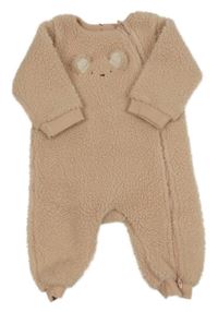 Světlerůžový huňatý overal s medvídkem M&S