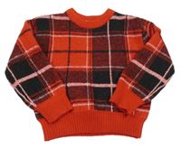 Červeno-černý kostkovaný svetr H&M