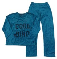 Petrolejové sametové pyžamo s dinosaury Vertbaudet