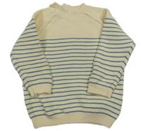 Smetanovo-modrý pruhovaný svetr So Cute