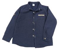 Tmavomodro-béžová vzorovaná košile Terry