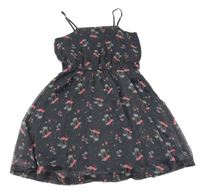 Šedé šifonové šaty s palmami a plameňáky Yigga