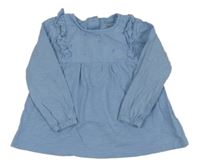 Modrá halenková tunika s květy a volánky Primark