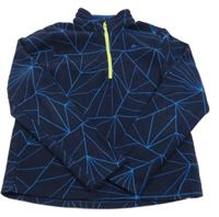 Tmavomodro-modrá vzorovaná funkční fleecová mikina Decathlon