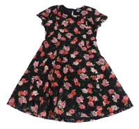 Černé květované krajkové šaty Primark 