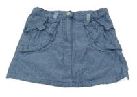 Modrá plátěná sukně s volánky C&A