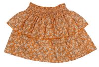 Oranžová vrstvená květovaná sukně Shein