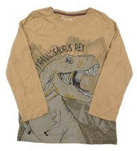 Béžové triko s dinosurem Nutmeg