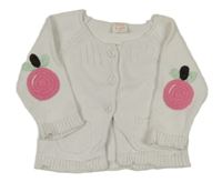 Bílý propínací svetr s jablíčky Cocoa Beach