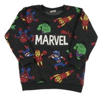 Tmavošedá oversize mikina s hrdiny Marvel