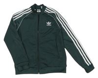 Tmavozelená propínací sportovní mikina s logem Adidas