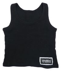 Černý žebrovaný crop top s logem Sparrow 