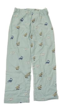 Světlemodré plátěné kalhoty s dinosaury H&M