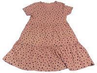 Světlehnědo-černé puntíkaté šaty H&M
