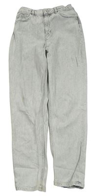Světlešedo-bílé plísňové relaxed high waist rifle H&M