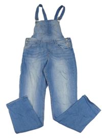 Modré riflové laclové kalhoty ošoupaného vzhledu H&M