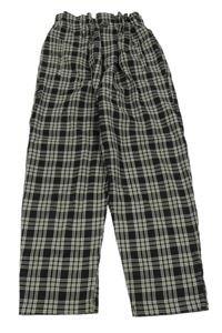 Černo-bílé kostkované paper bag crop kalhoty ZARA