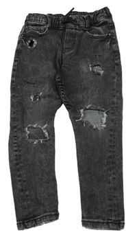 Černé šisované teplákové rifle s děrováním ZARA