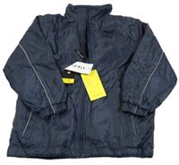 Nové - tmavomodrá kostkovaná šusťáková jarní oboustranná bunda s ukrývací kapucí Deer Park