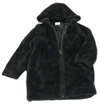 Černošedý kožešinový zateplený kabát s kapucí ZARA