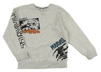 Světlešedá melírovaná mikina s Avengers a logy PRIMARK