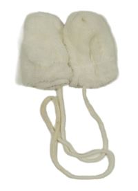 Smetanové kožešinové podšité rukavice se šňůrkou