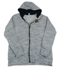 Modro-bílá melírovaná propínací mikina s nášivkou a kapucí YIGGA