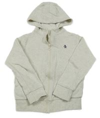 Světlešedá melírovaná žebrovaná propínací mikina s kapucí Penquin 