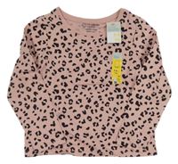 Nové - světlerůžovo-černé vzorované triko PRIMARK