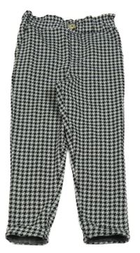 Černo-bílo/světlešedé kostkované vzorované úpletové kalhoty PEP&CO