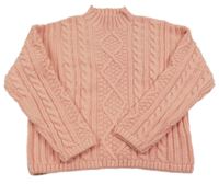 Broskvový vzorovaný vlněný oversize crop rolák PIOMBO