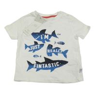 Nové - bílé tričko se žraloky a kladivounem F&F