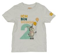 Bílé narozeninové tričko s číslem a oslíkem babywelt