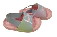 Světlerůžovo/světlemodré gumové pantofle s logem a páskem Nike vel. 21