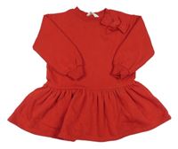 Červené teplákové oversize šaty s mašlí H&M
