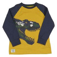 Tmavožluto/tmavomodré mikinotriko s dinosaurem Next