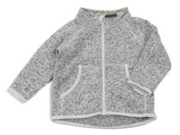 Bílo-šedo-černá černá melírovaná pletená propínací mikina H&M