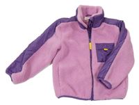 Růžovo-tmavofialová huňato/šusťáková podšitá bunda H&M