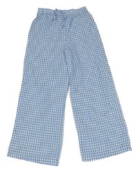 Modro-bílé kostkované krepové kalhoty Matalan