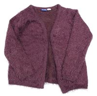 Vínový třpytivý chlupatý svetrový cardigan Lupilu