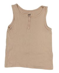 Pudrový žebrovaný top s knoflíky H&M
