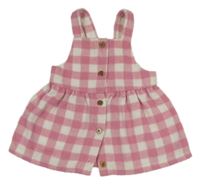 Růžovo-bílé kostkované vlněné propínací šaty zn. F&F