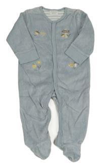 Světlemodrý sametový overal s výšivkami