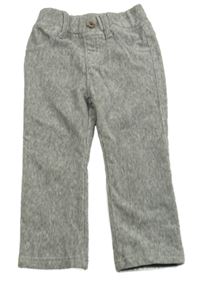 Šedé melírované žebrované sametové tregíny