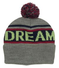 Šedo-tmavomodro-malinová funkční čepice s nápisem a bambulí Crivit