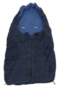 Tmavomodrý fleecovo/šusťákový zateplený fusak do autosedačky s kapucí