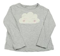 Šedé melírované triko s mrakem