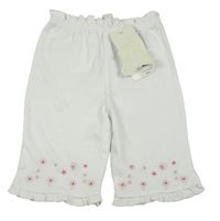 Nové - Bílé tepláky s výšivkami květů