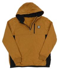 Hnědo-černá mikina s nášivkou a kapucí George